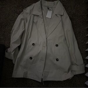 H&M Women's Beige Double-Breasted Trench Coat